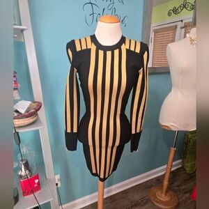 House of CB Black and Gold Bandage Dress